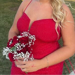 Red Spaghetti Strap homecoming Dress
